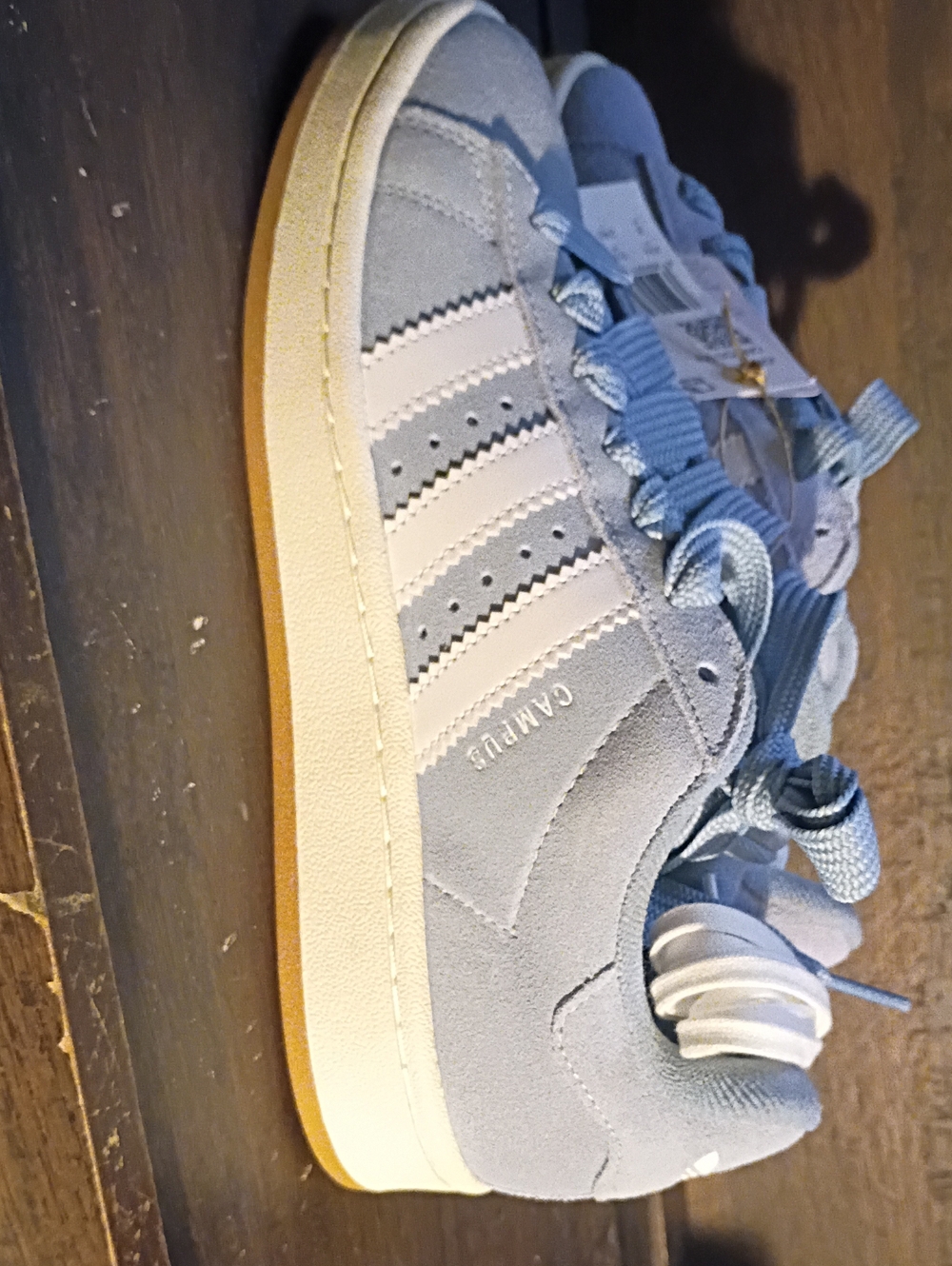 Kids (boys) Light Blue Suede Sneakers with White Stripes -